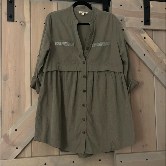 FLAW Listicle Button Front Mini Shirt Dress - Picture 1 of 7